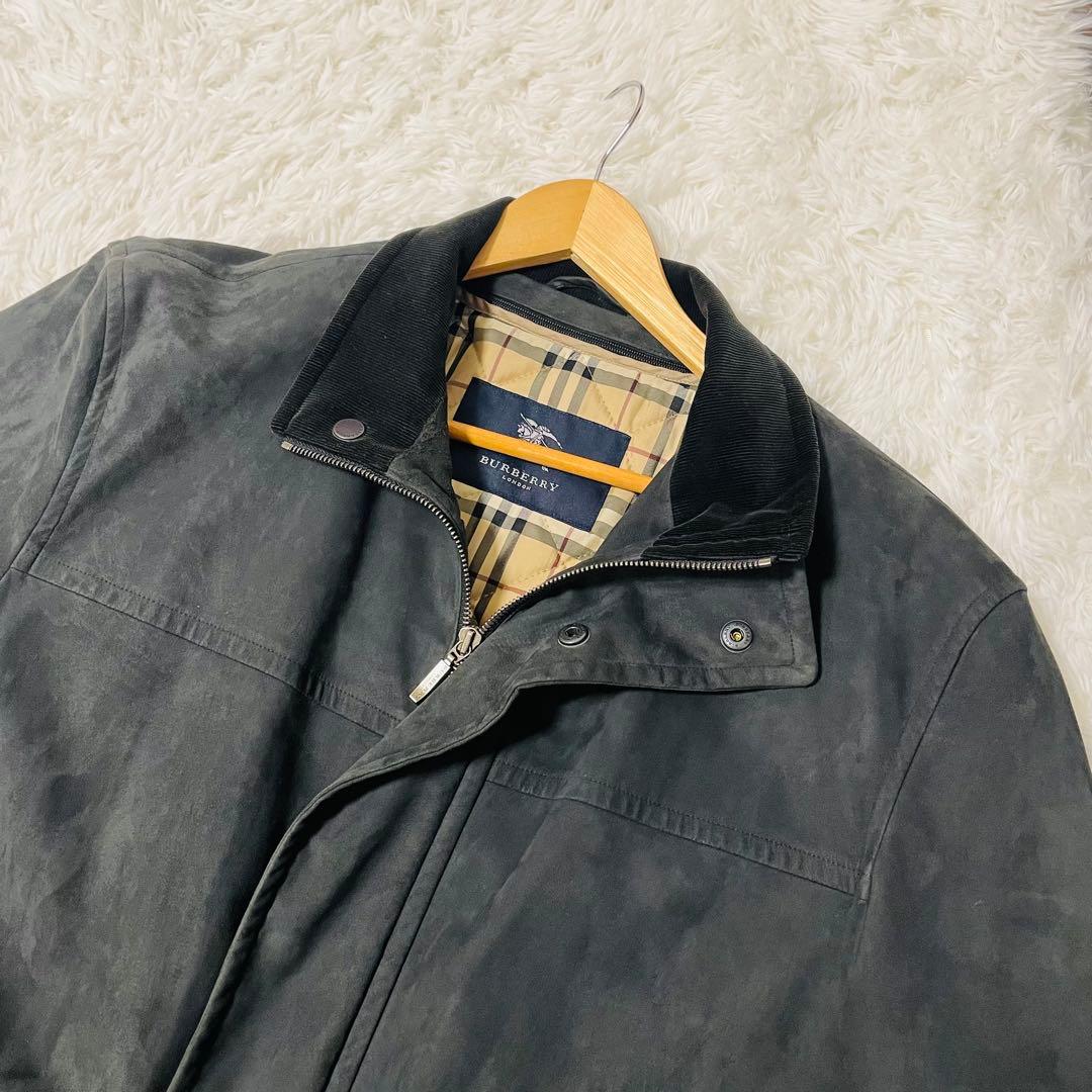 バーバリーロンドン　フェイクレザー　ステンカラーコート　ノバチェックライナー　L