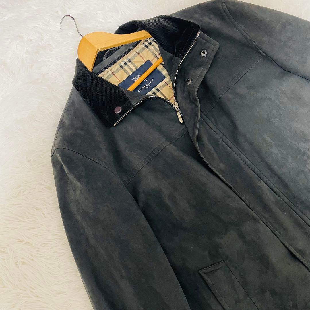 バーバリーロンドン　フェイクレザー　ステンカラーコート　ノバチェックライナー　L