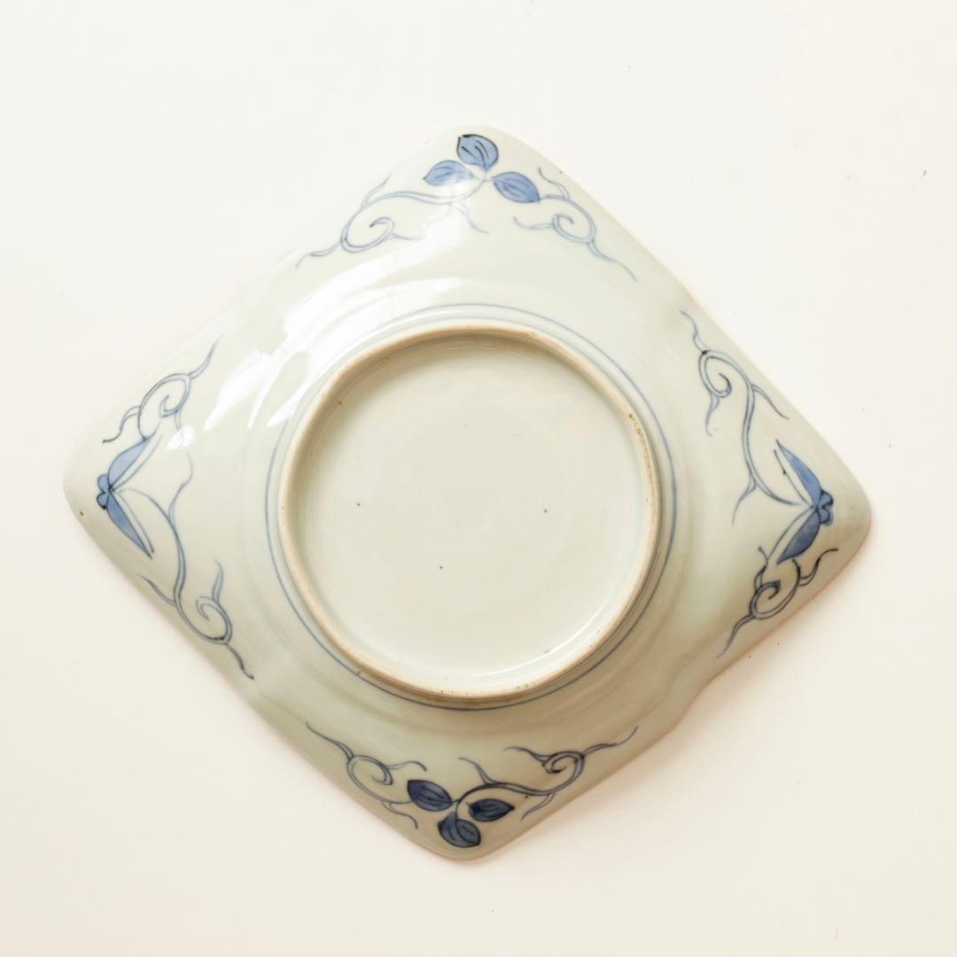 古伊万里　伊万里　テッセン　鉄線　変形　皿　2客セット　金継ぎ　材料　染付