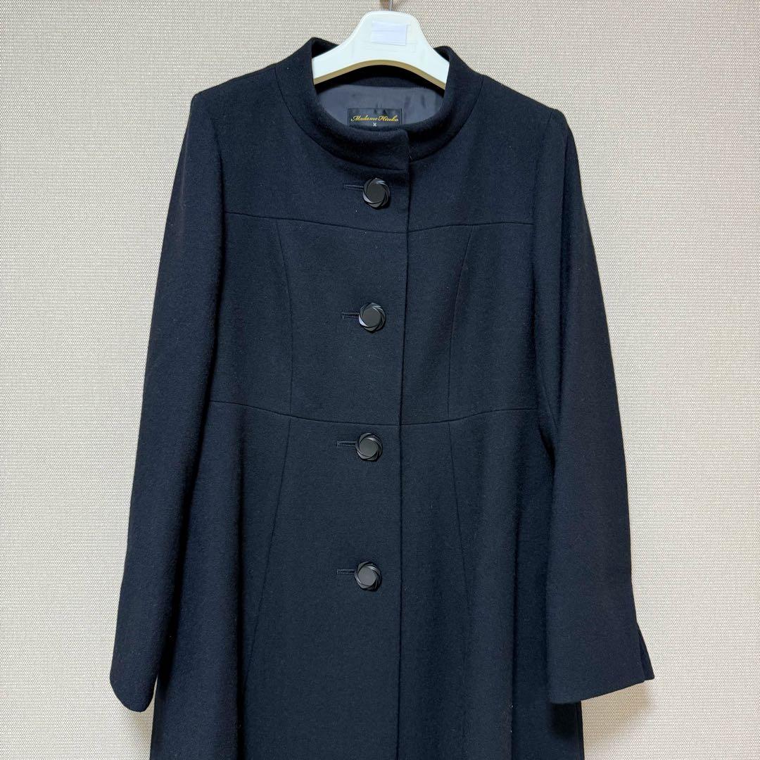 新品】マダムヒロコ フォーマルロングコート 黒 7号尾州産ウール100%上質