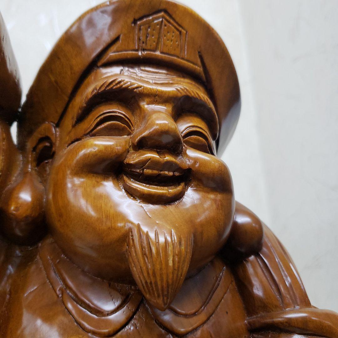 Ｂフライデー蔵出し大特価中　縁起物 楠材１木彫り★大黒天像★全高 約48cm