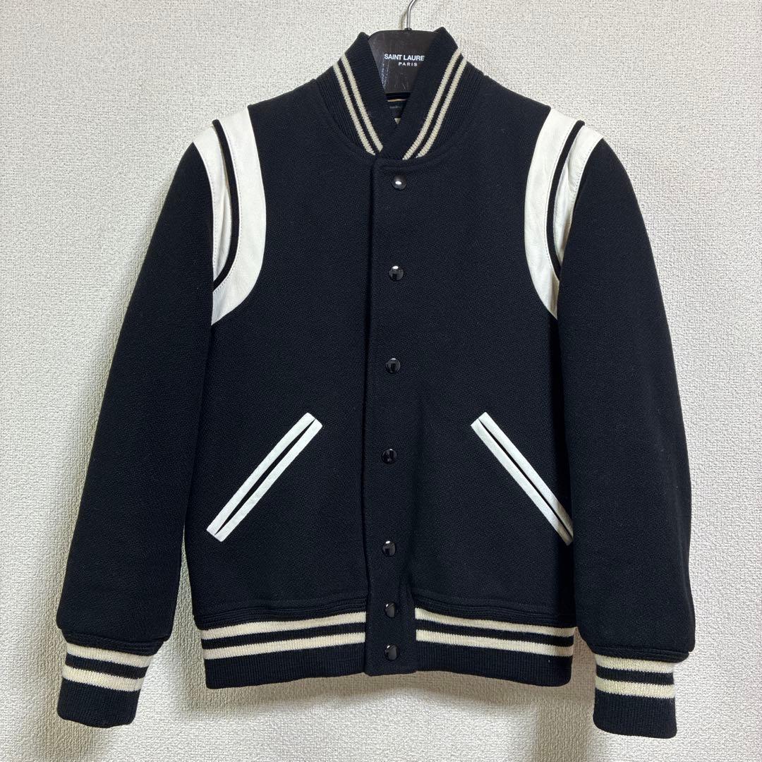【当方最安値】サンローラン テディジャケット ブルゾン スタジャン レザートリム