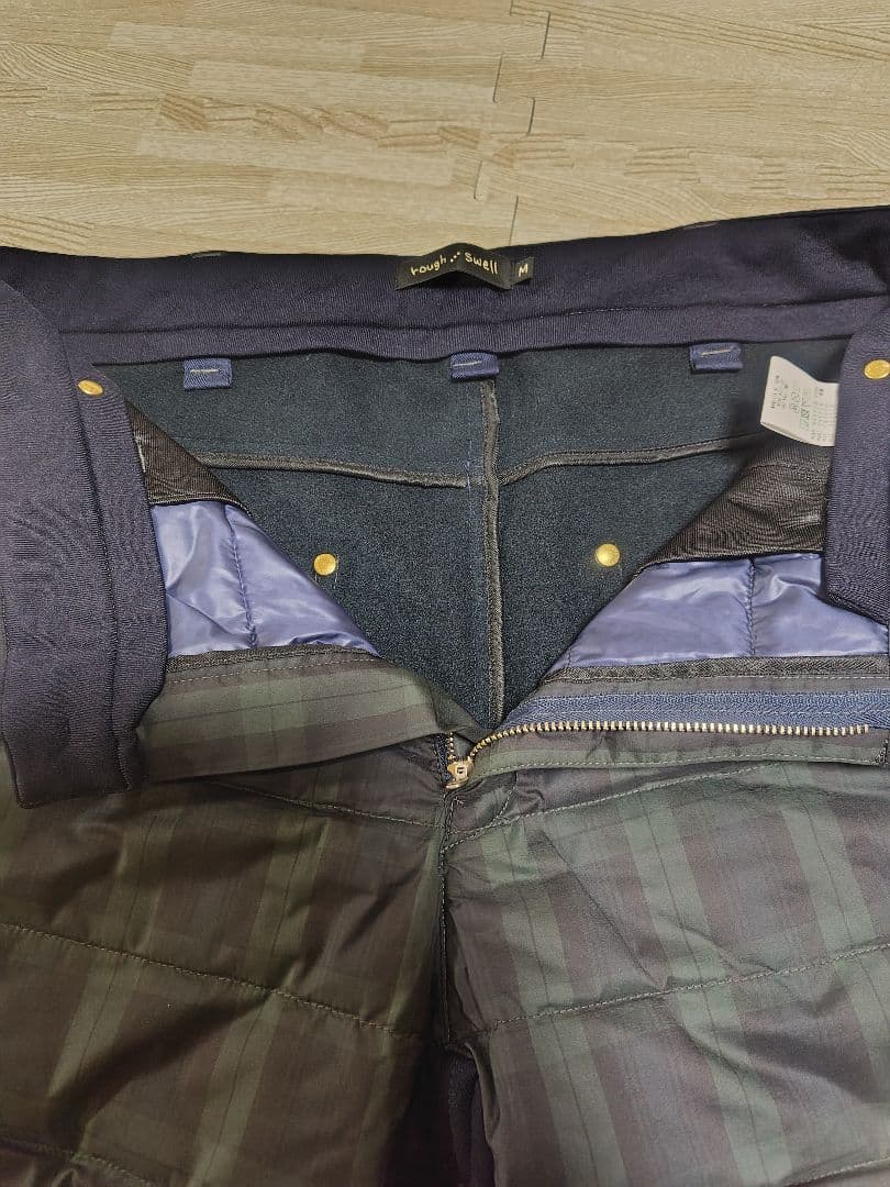 ラフアンドスウェル 中綿キルティングパンツ 防寒 タータンチェック M