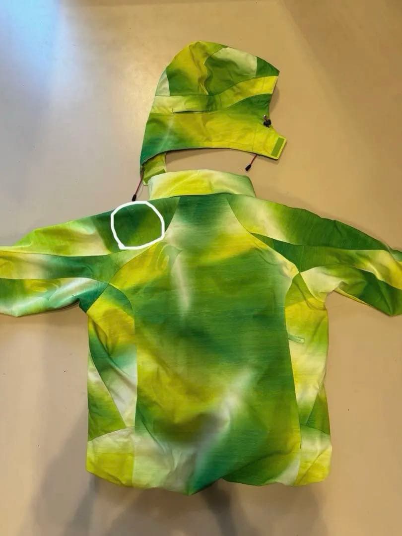 スキーウェア グリーン/イエロー 取り外しフード