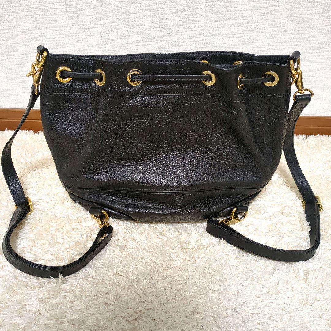 【美品】BURBERRY バーバリー 巾着 レザー 本革 リュック ブラック