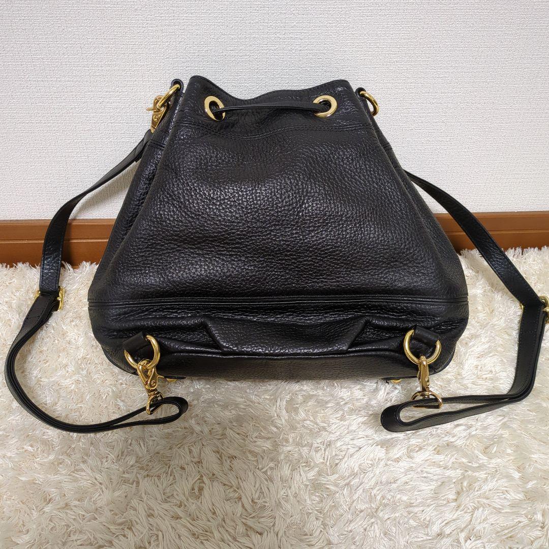 【美品】BURBERRY バーバリー 巾着 レザー 本革 リュック ブラック