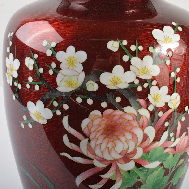 七宝焼 安藤七宝店 純銀刻印 透釉 四君子文 花瓶 M R7023 - メルカリ