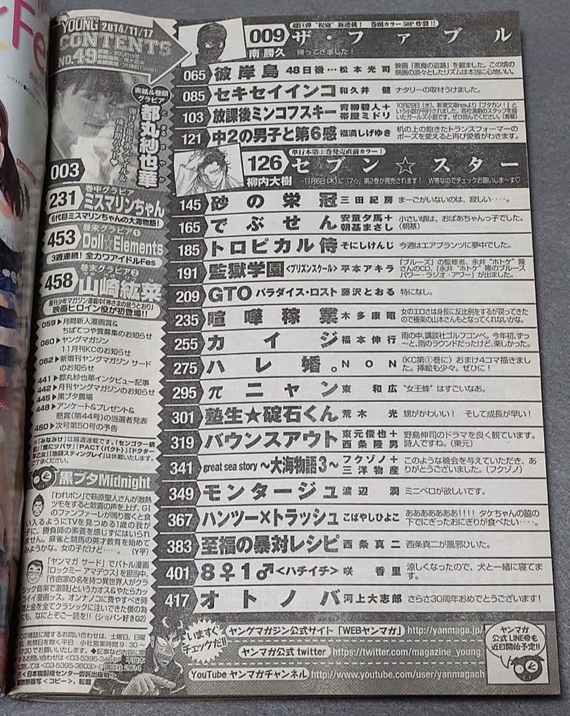 ヤングマガジン2014年49号『ザ・ファブル』新連載/南勝久/都丸紗也華