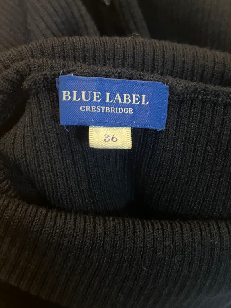 ブルーレーベルクレストブリッジ　ニット切替　ワンピース　チェック柄　ひざ丈　36