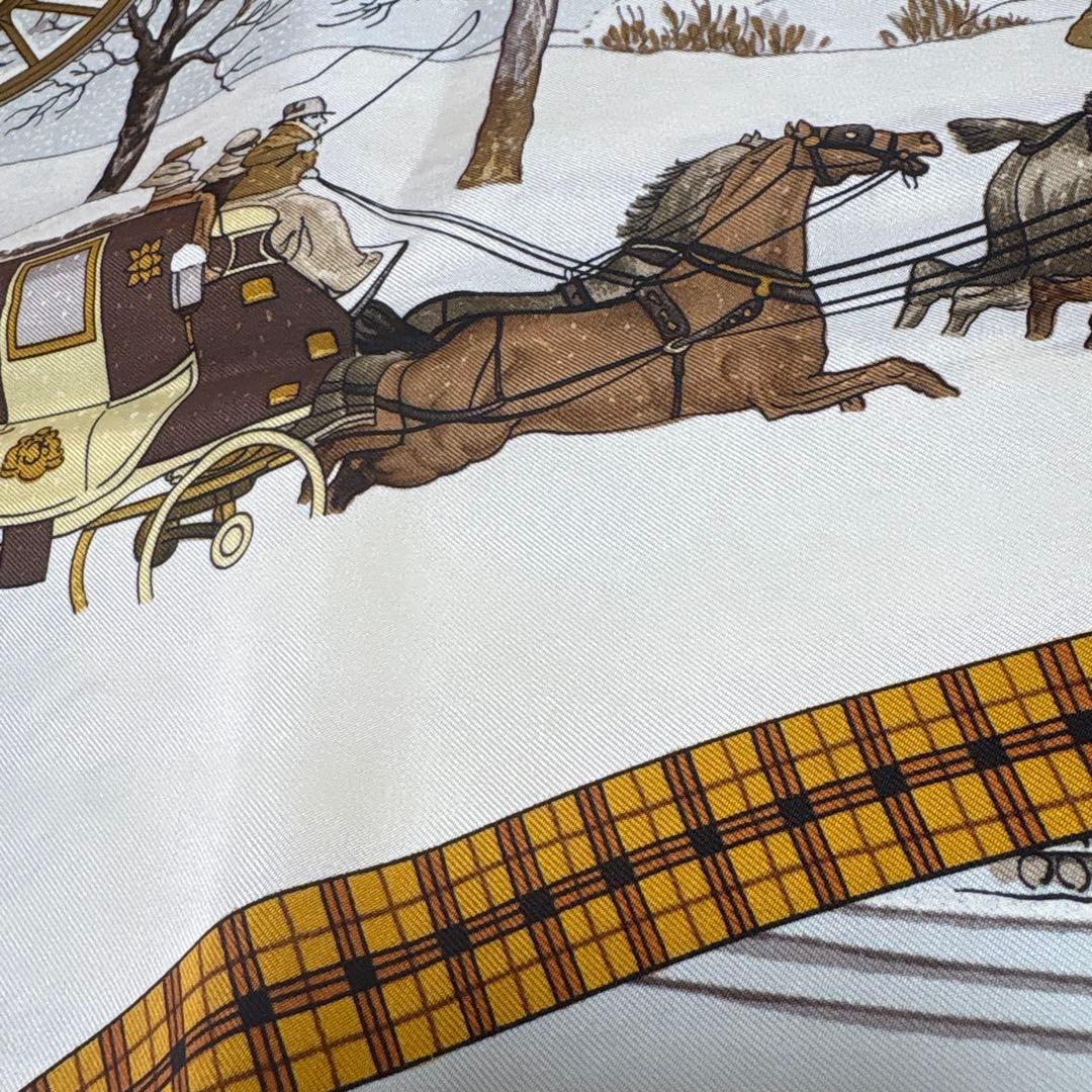 エルメス HERMÈS 馬車と雪景色 スカーフ ヴィンテージ