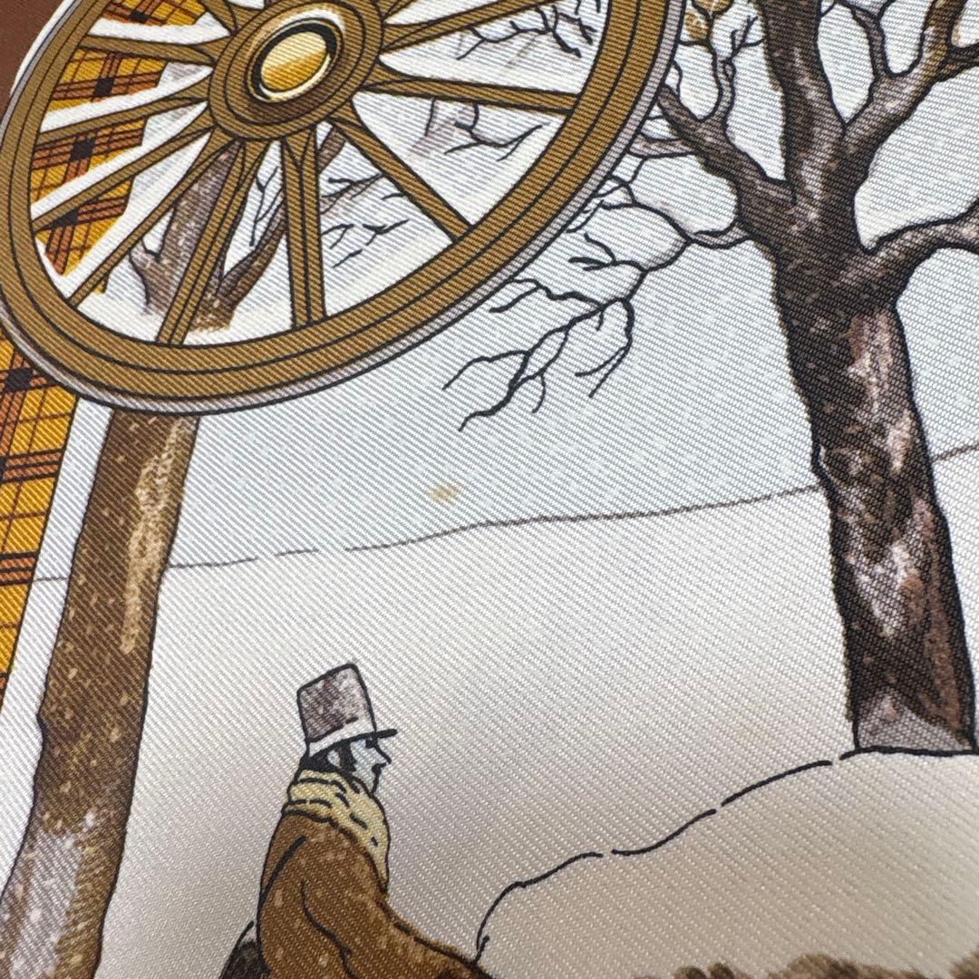 エルメス HERMÈS 馬車と雪景色 スカーフ ヴィンテージ