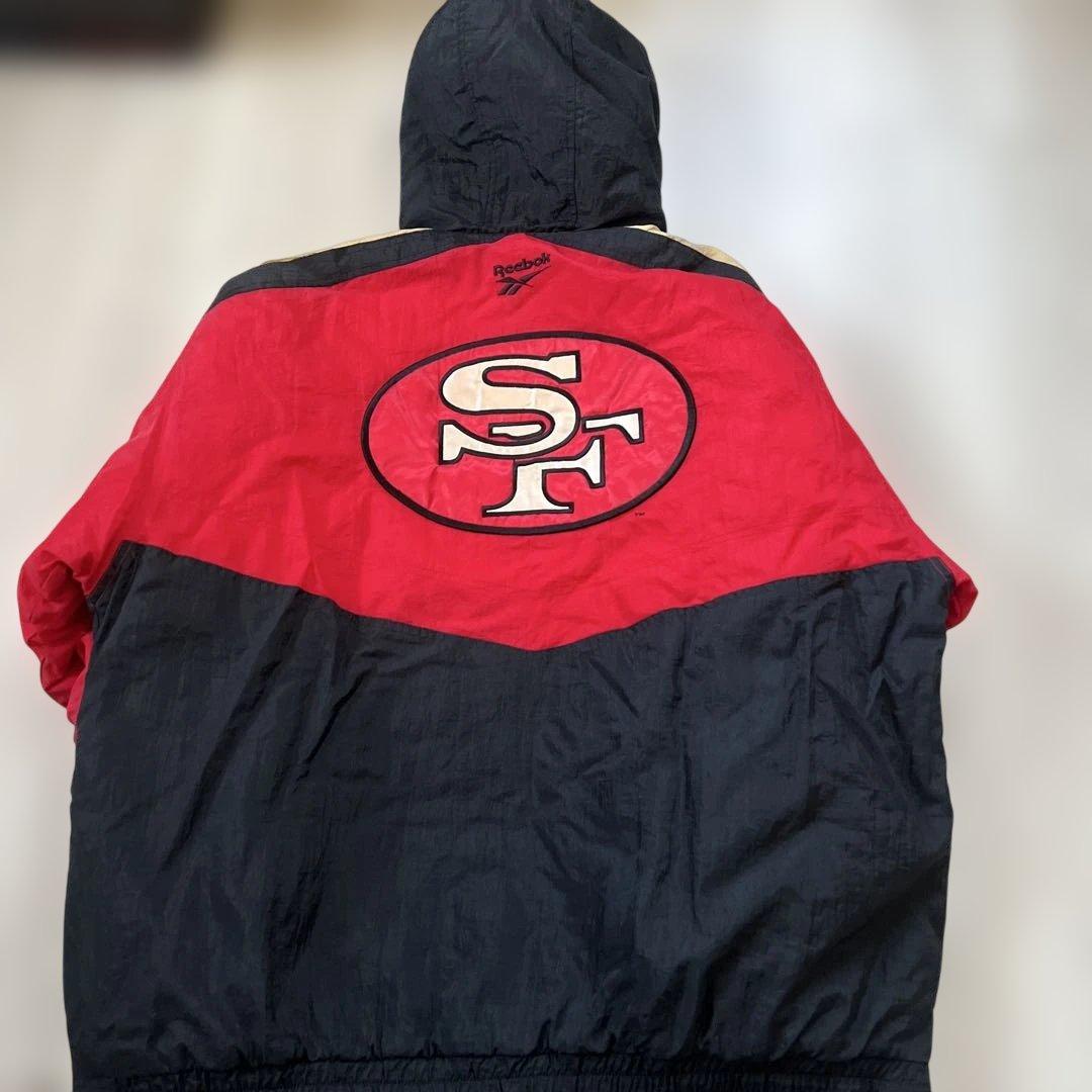 90s Reebok NFL 49ERS 中綿アノラックジャケット フード古着