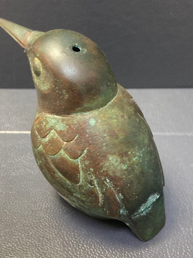 銅器　現代工芸　表勝一作　鳥　かわせみ
