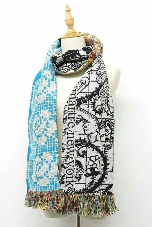 M418/美品 ドイツ製 モンマルトルニューヨーク ジャカードマフラー