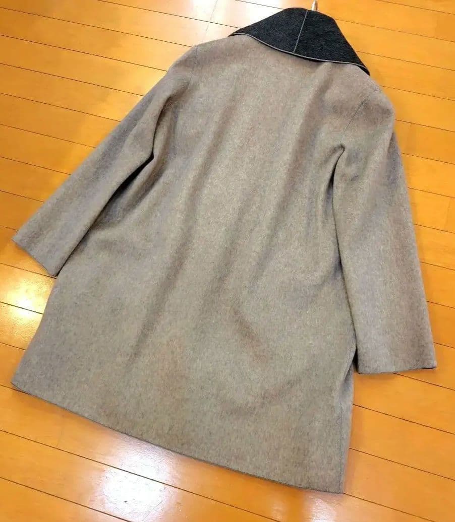 ジ*ン様 レリアン 近年モデル 最高級ノーカラーロングコート ダブルフェイス9M