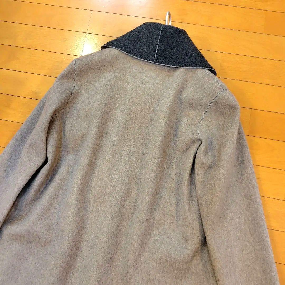 ジ*ン様 レリアン 近年モデル 最高級ノーカラーロングコート ダブルフェイス9M