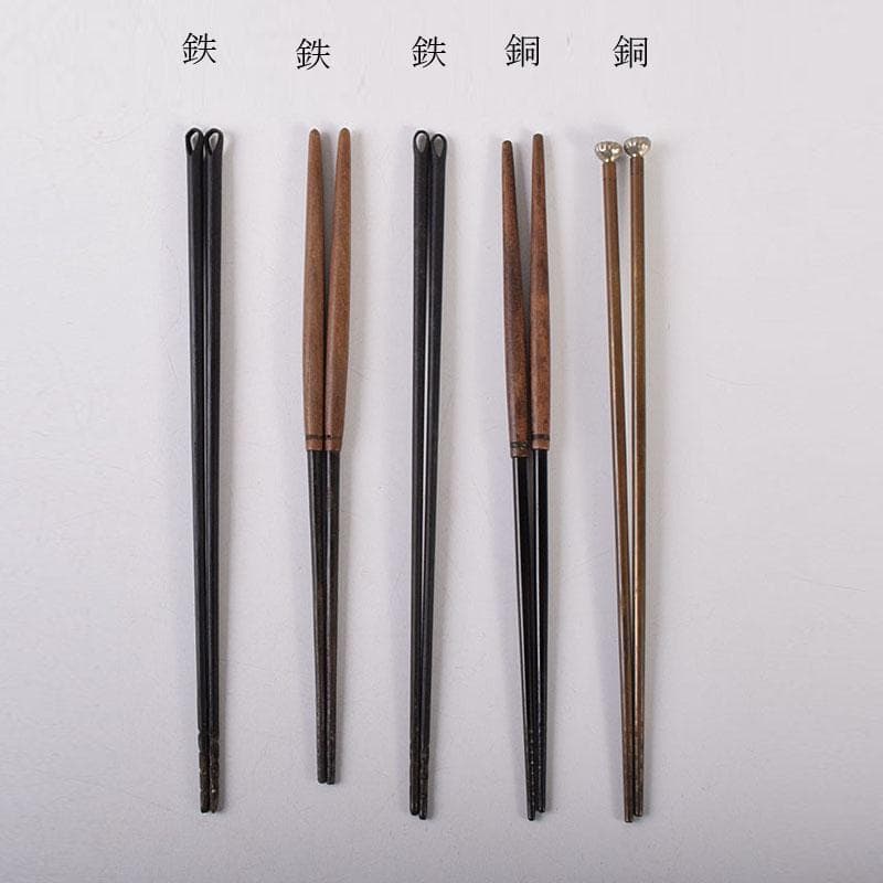 茶道具 銅製2膳 鉄製3膳 火箸 五膳まとめて 箱付 C 8032