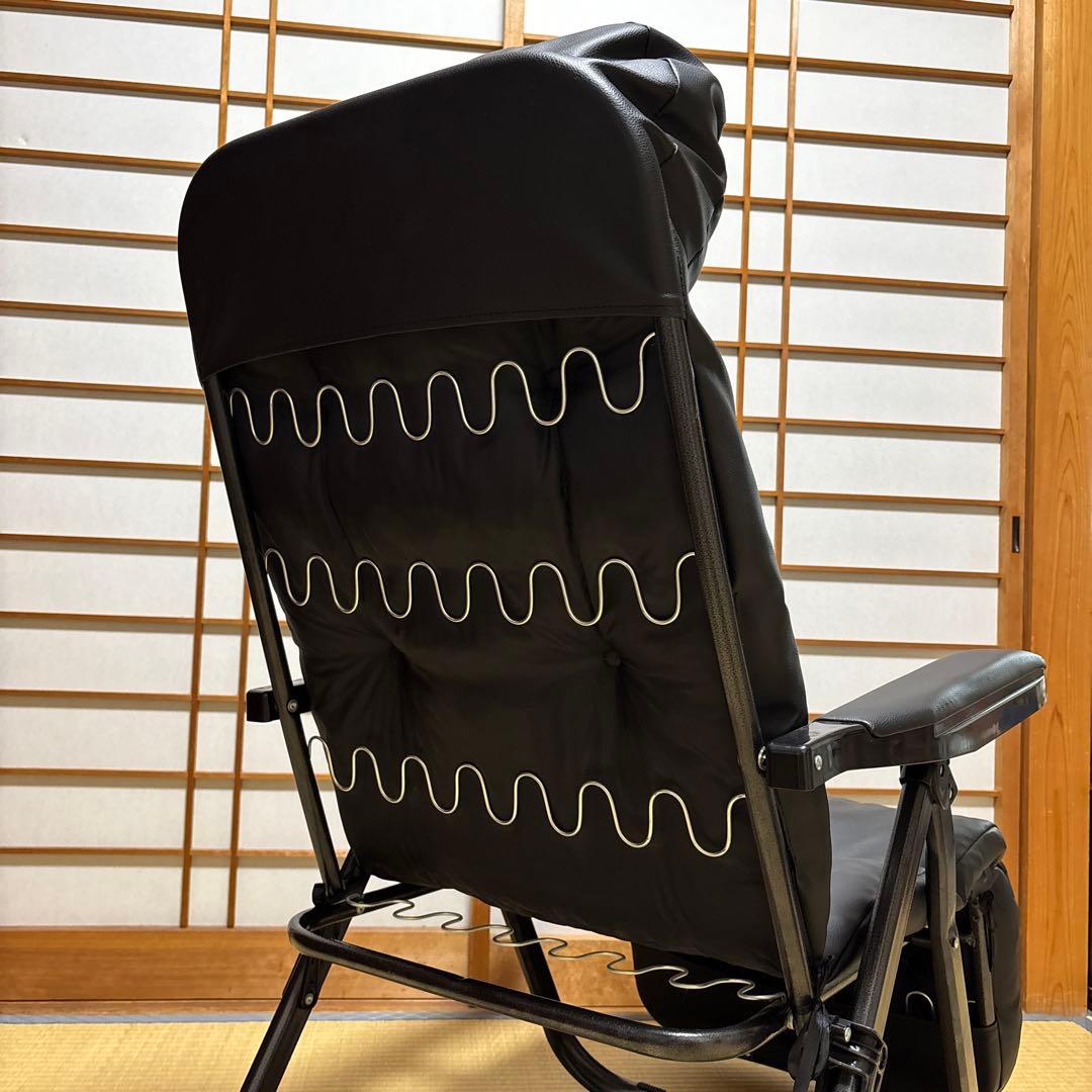 【美品】リクライニングチェア ブラック 合成皮革　1人掛け　折りたたみ