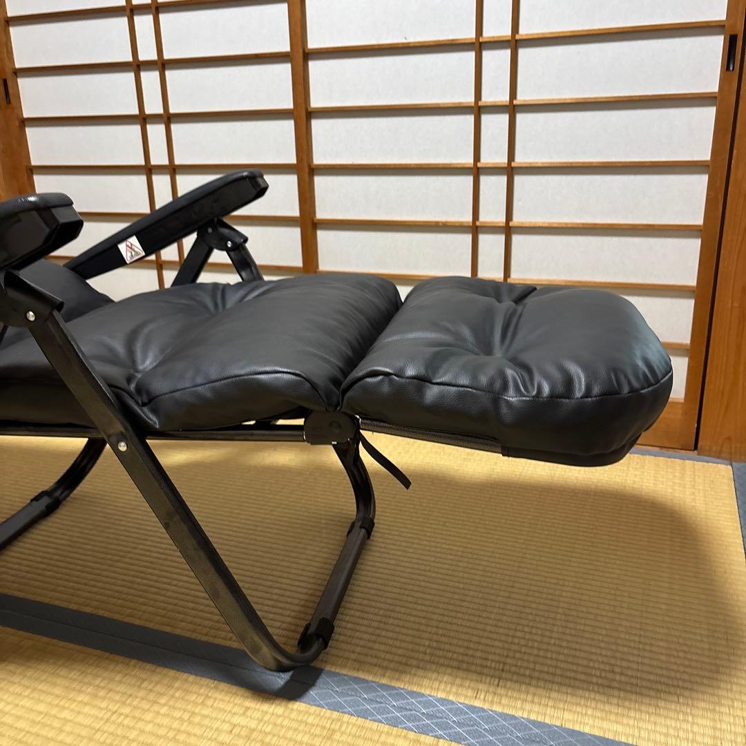 【美品】リクライニングチェア ブラック 合成皮革　1人掛け　折りたたみ