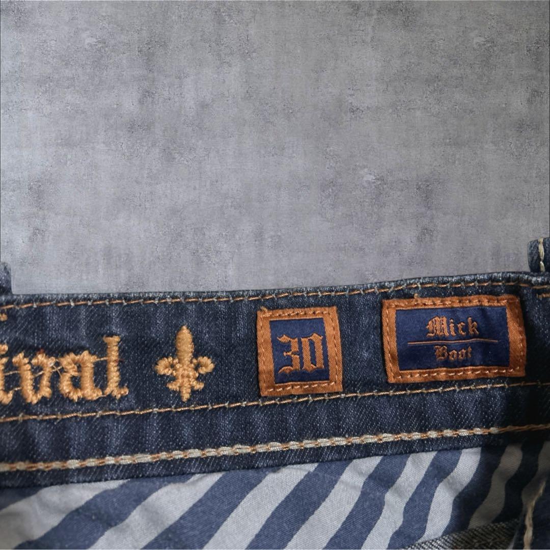 ロックリバイバル ジーンズ 刺繍 30インチ　百合　y2k archive