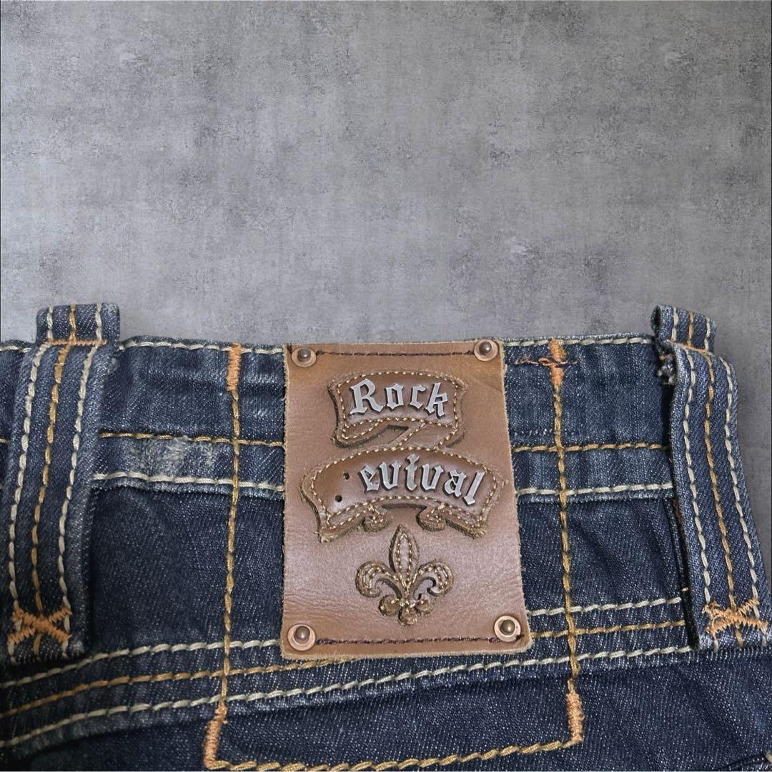 ロックリバイバル ジーンズ 刺繍 30インチ　百合　y2k archive