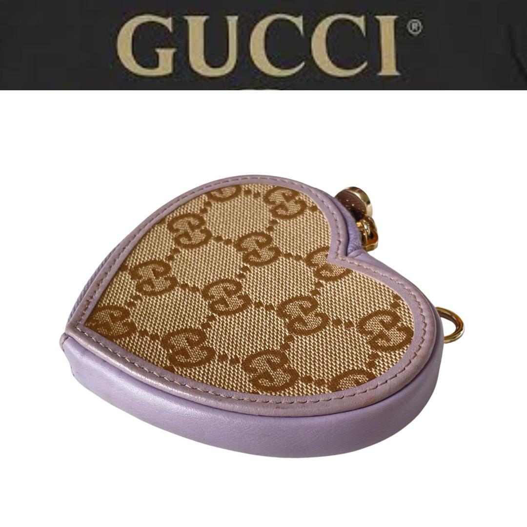 GUCCI グッチ GG柄 ハートケース ロゴチャーム付き ラベンダー