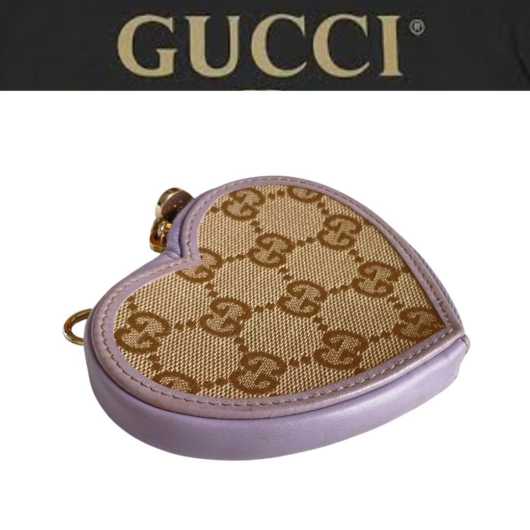 GUCCI グッチ GG柄 ハートケース ロゴチャーム付き ラベンダー