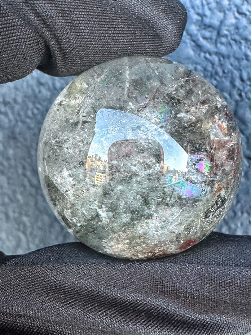 レインボー☆ガーデンクォーツ インクォーツ庭園水晶 丸玉パワーストーンA1125