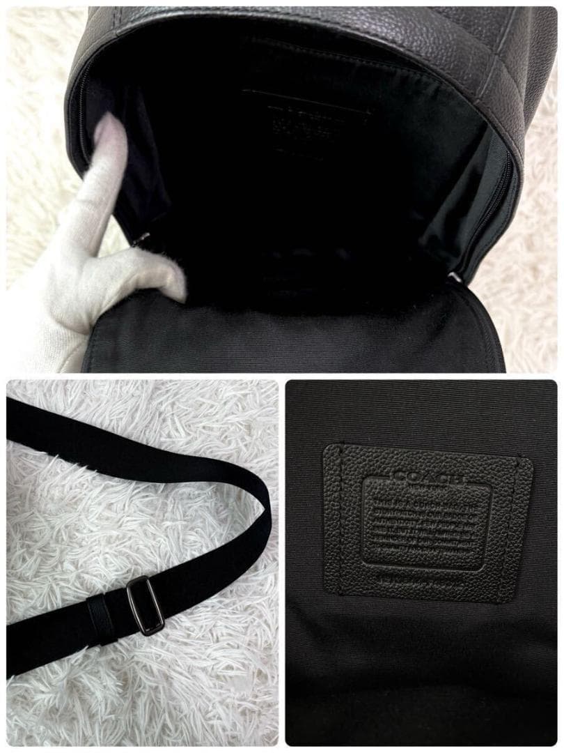未使用級✨コーチ COACH ボディバッグ ショルダーバッグ スリング レザー黒