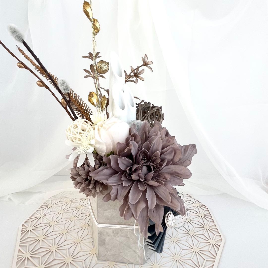 門松 白 グレー ゴールド ハンドメイド 特大 お正月飾り ハンドメイド 217