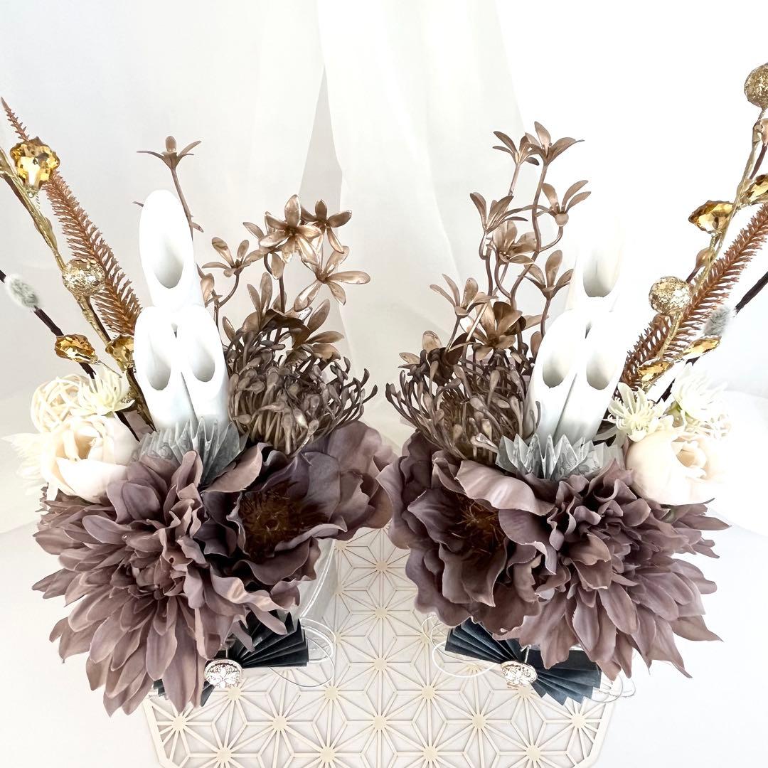 門松 白 グレー ゴールド ハンドメイド 特大 お正月飾り ハンドメイド 217