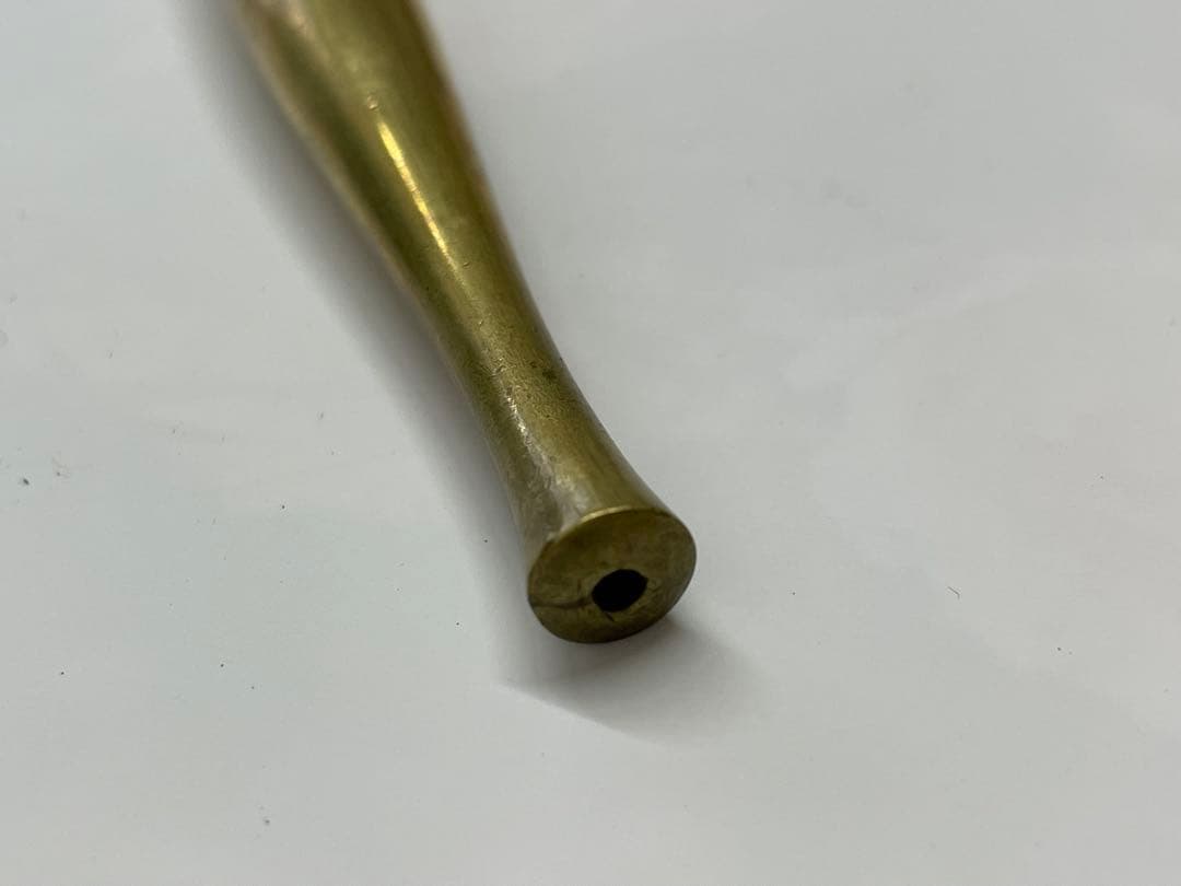 煙管】 煙草入 煙管筒 金口 細工 彫刻 一式 骨董 アンティーク 時代物