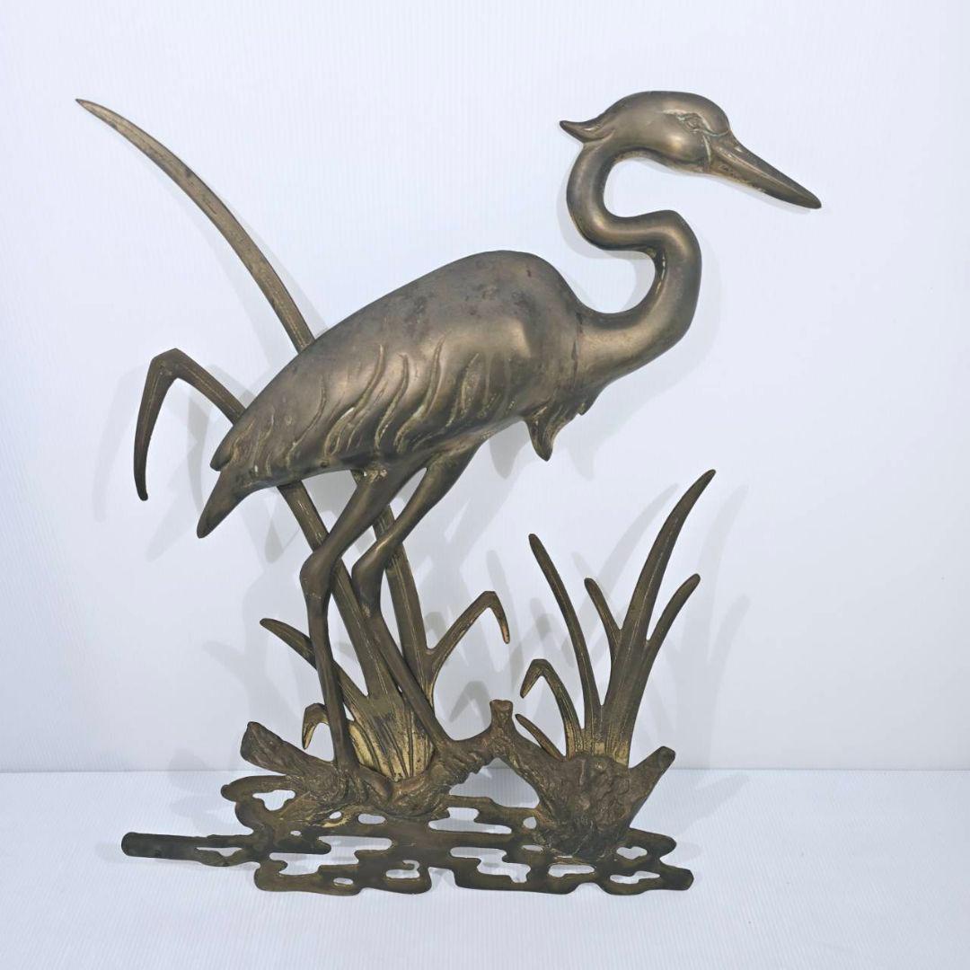 真鍮製 壁掛け 装飾品 鶴 寿 福 長寿 幸福 幸運 縁起物-激安販売