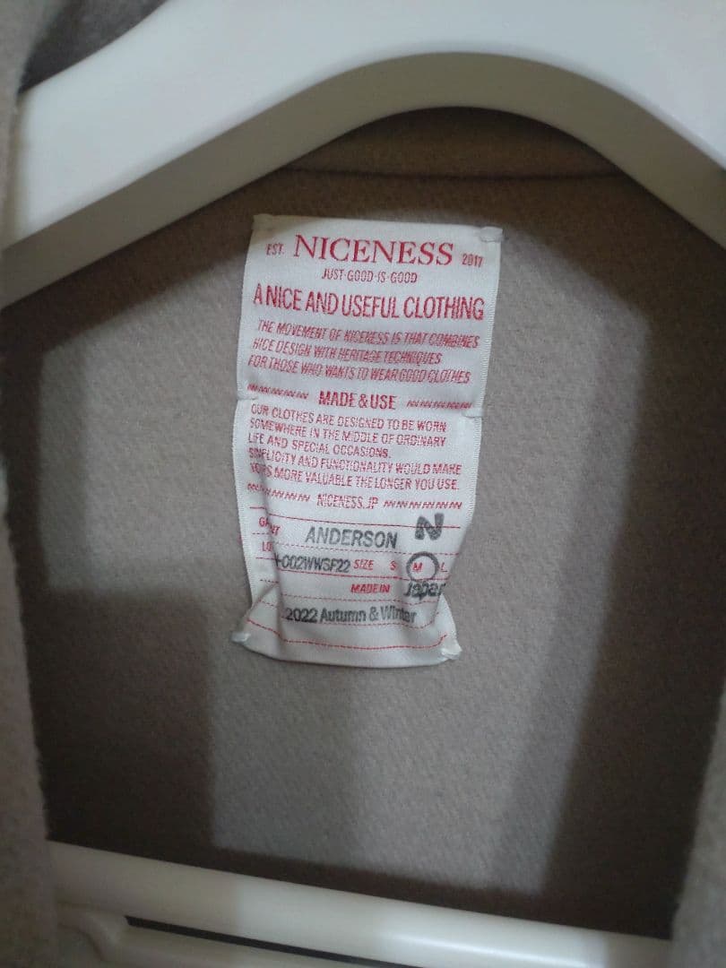 NICENESS 名作ANDERSON　22AW　タグ付き