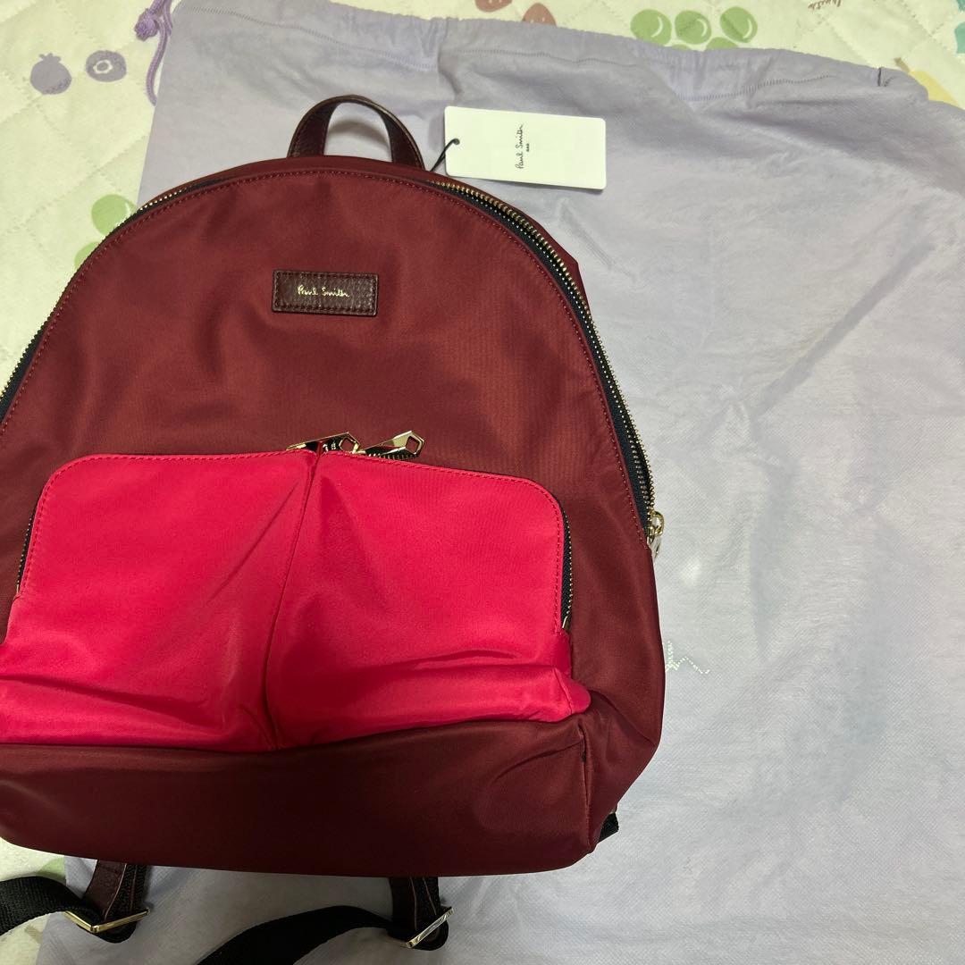 新品Paul Smithポールスミス牛革リュック　ワインレッド赤ピンク
