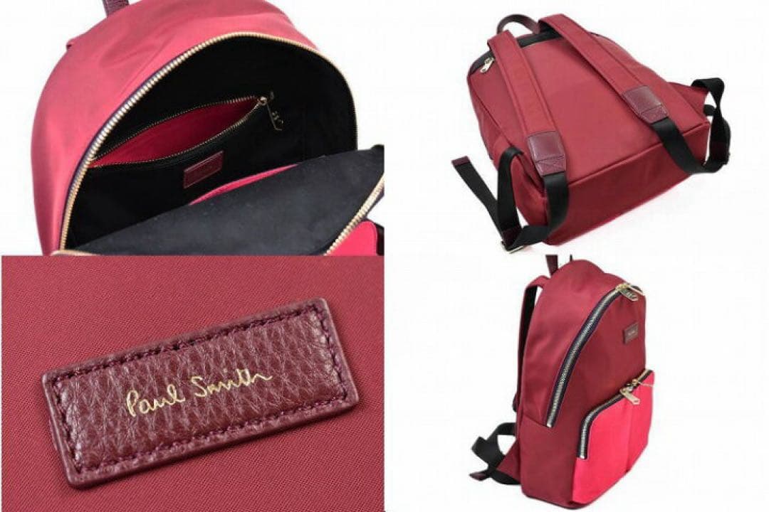 新品Paul Smithポールスミス牛革リュック　ワインレッド赤ピンク