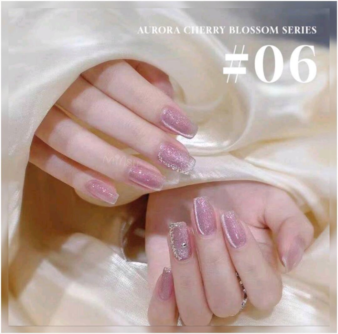 6番 オーロラチェリーマグネットジェルネイル ピンク系カラージェル651