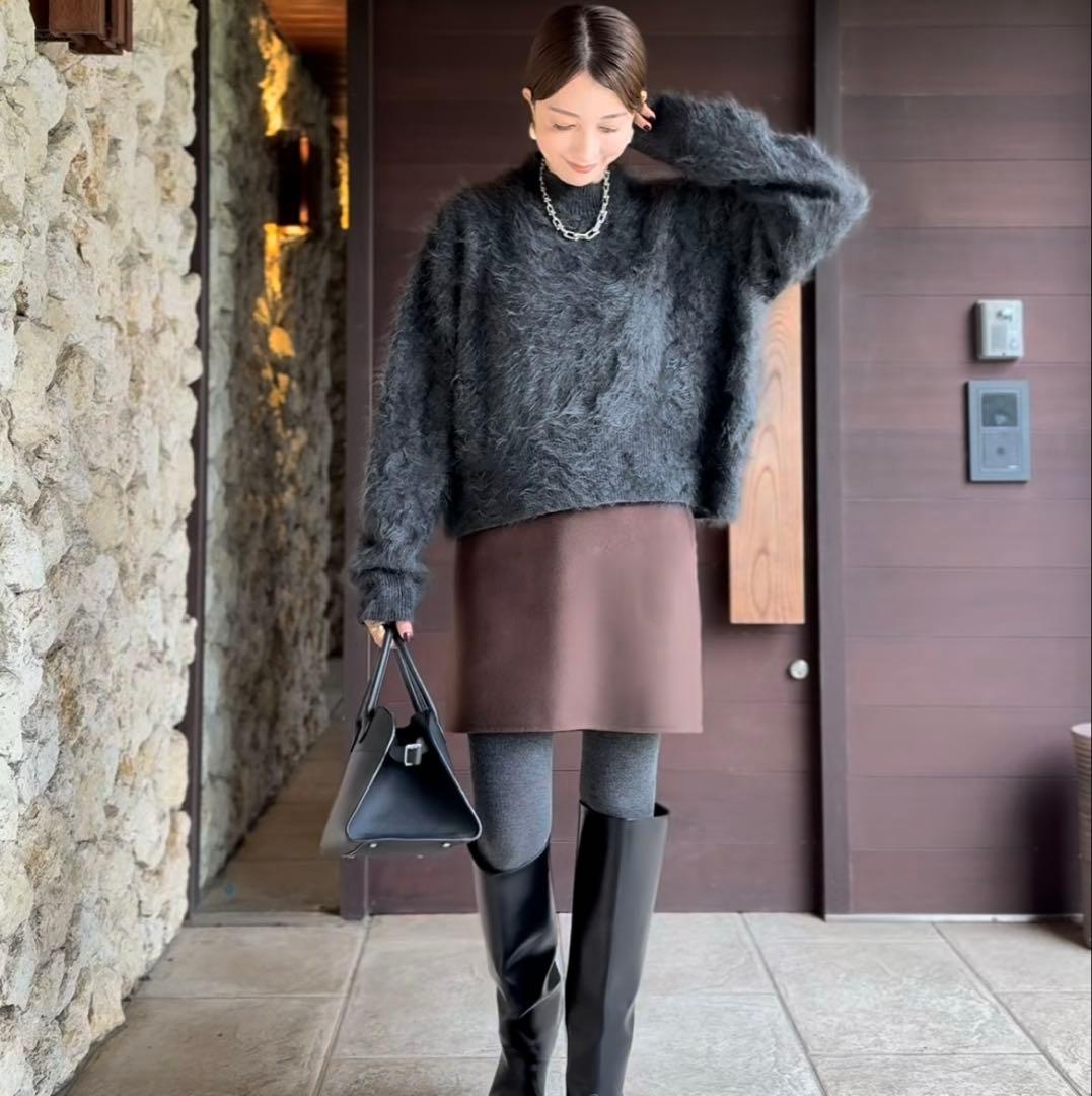 u-big Saki collaborationウールダブルフェイスミニスカート