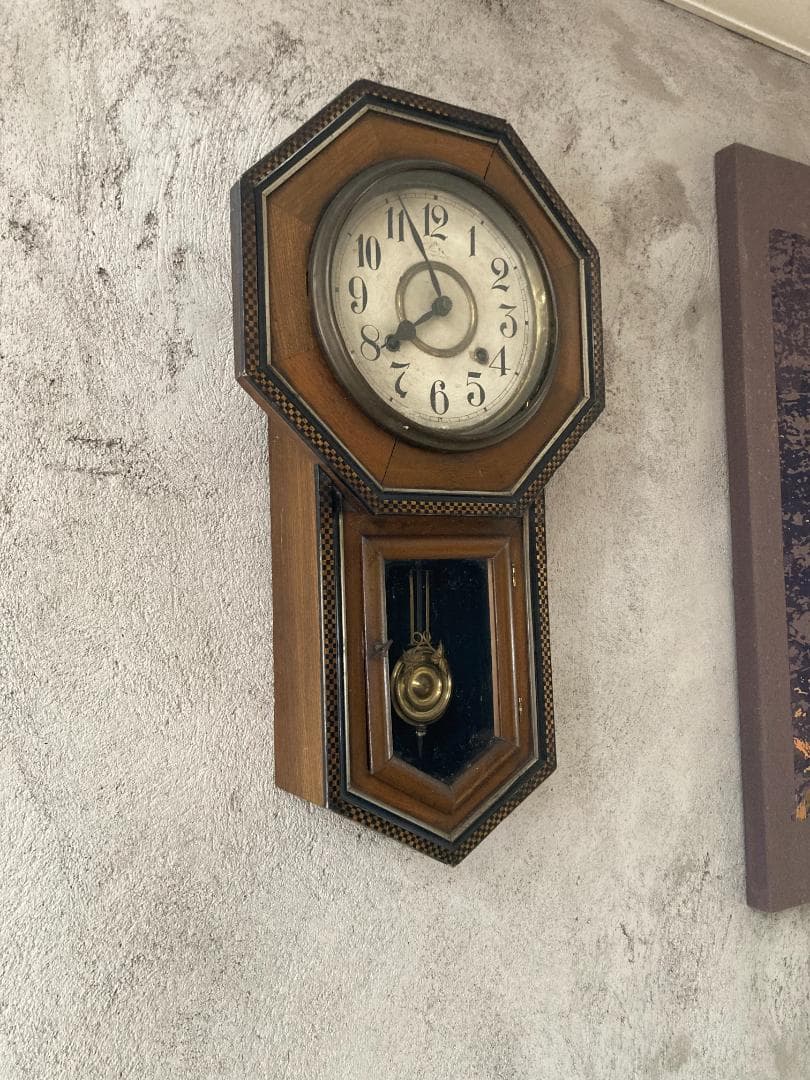 【送料込】昭和初期 アンティーク 振り子時計 八角柱時計