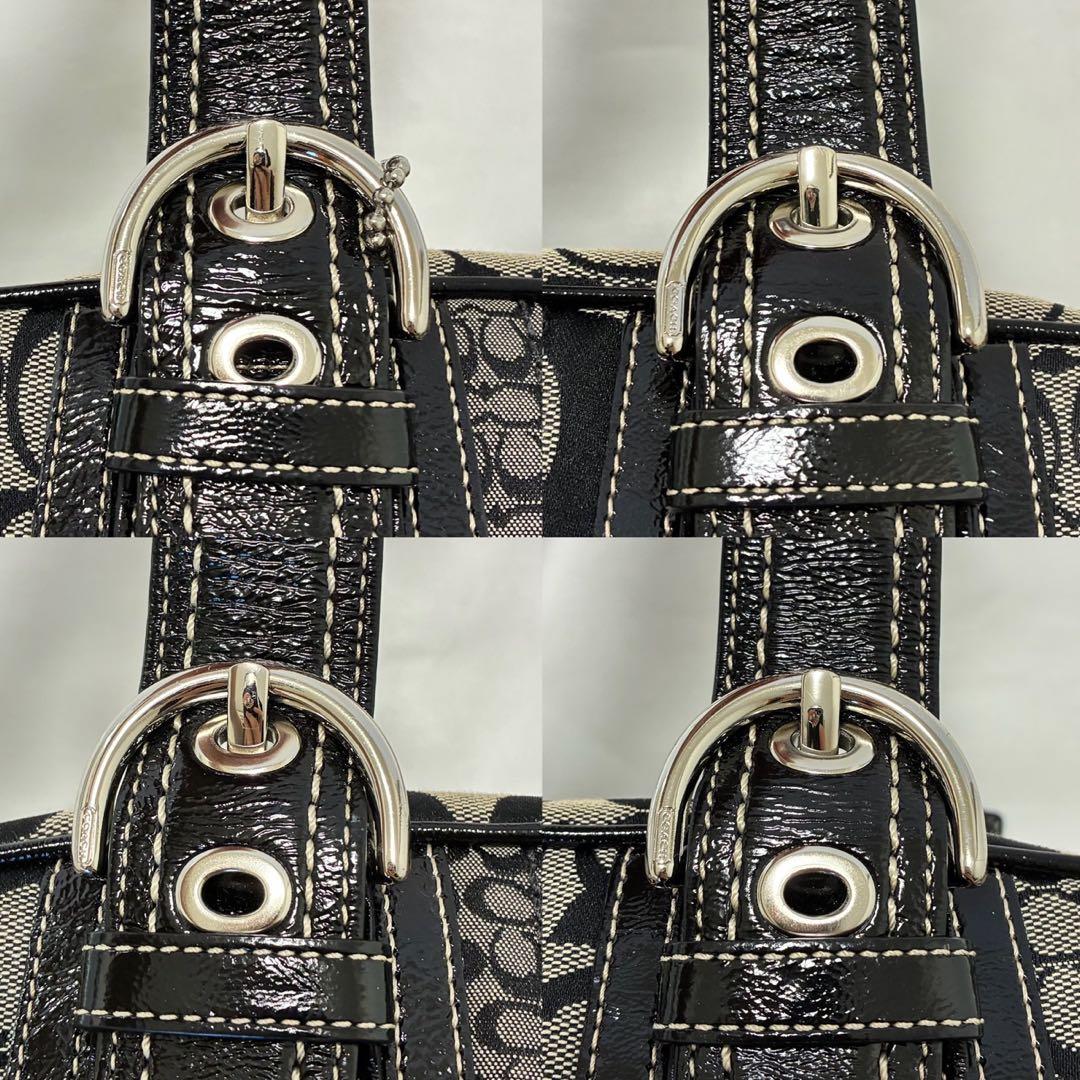 美品】コーチ F12317 シグネチャー ハンドバッグ レザー キャンバス