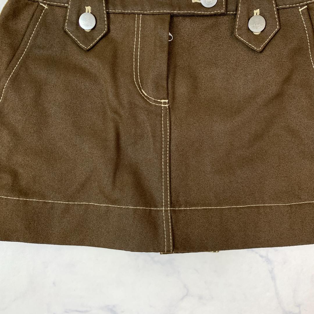 LA7192 ヴィヴィアンウエストウッドレッドレーベル ミニスカート 茶色
