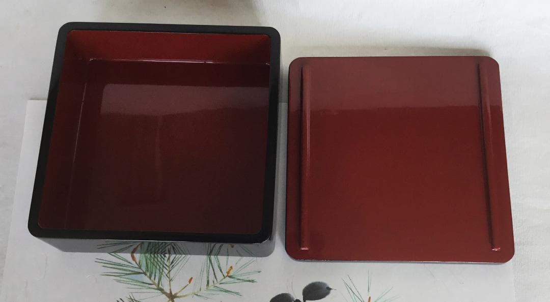 Aki214様 専用重箱 おせち 4段重 木製漆塗 黒 5.5寸内朱17cm ④