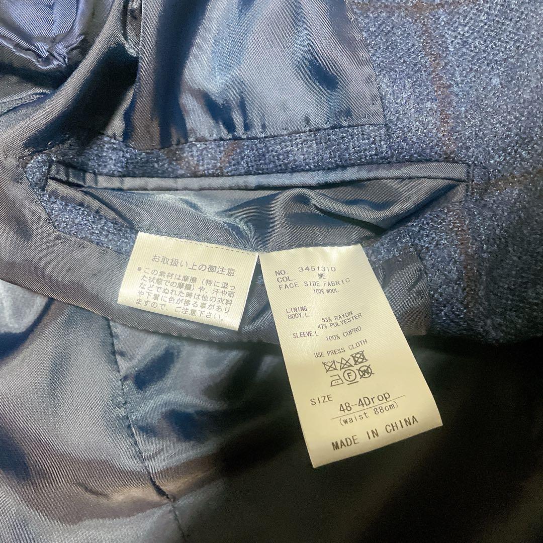 UNIVERSAL LANGUAGE REDAブルーチェックウールジャケット