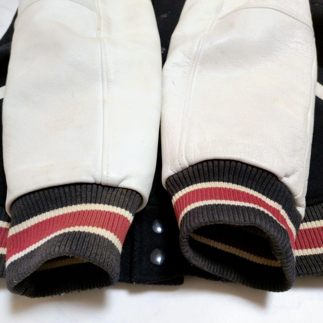 エンパイア スタジャン 切替 カウレザー キルティング ワッペン ネイビー XL