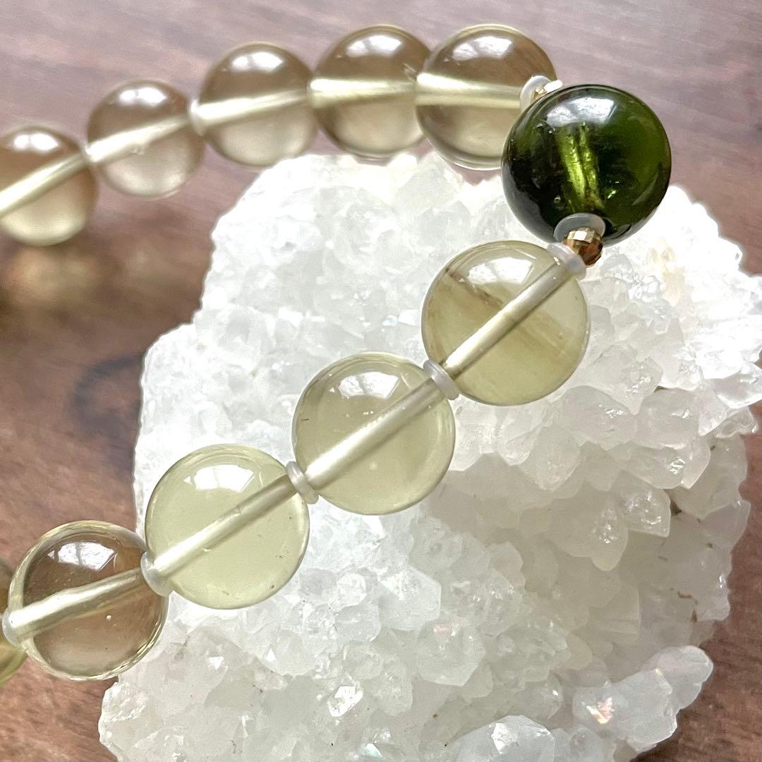 高品質 大玉 モルダバイト 鑑別書 リビアングラス ブレスレット K18