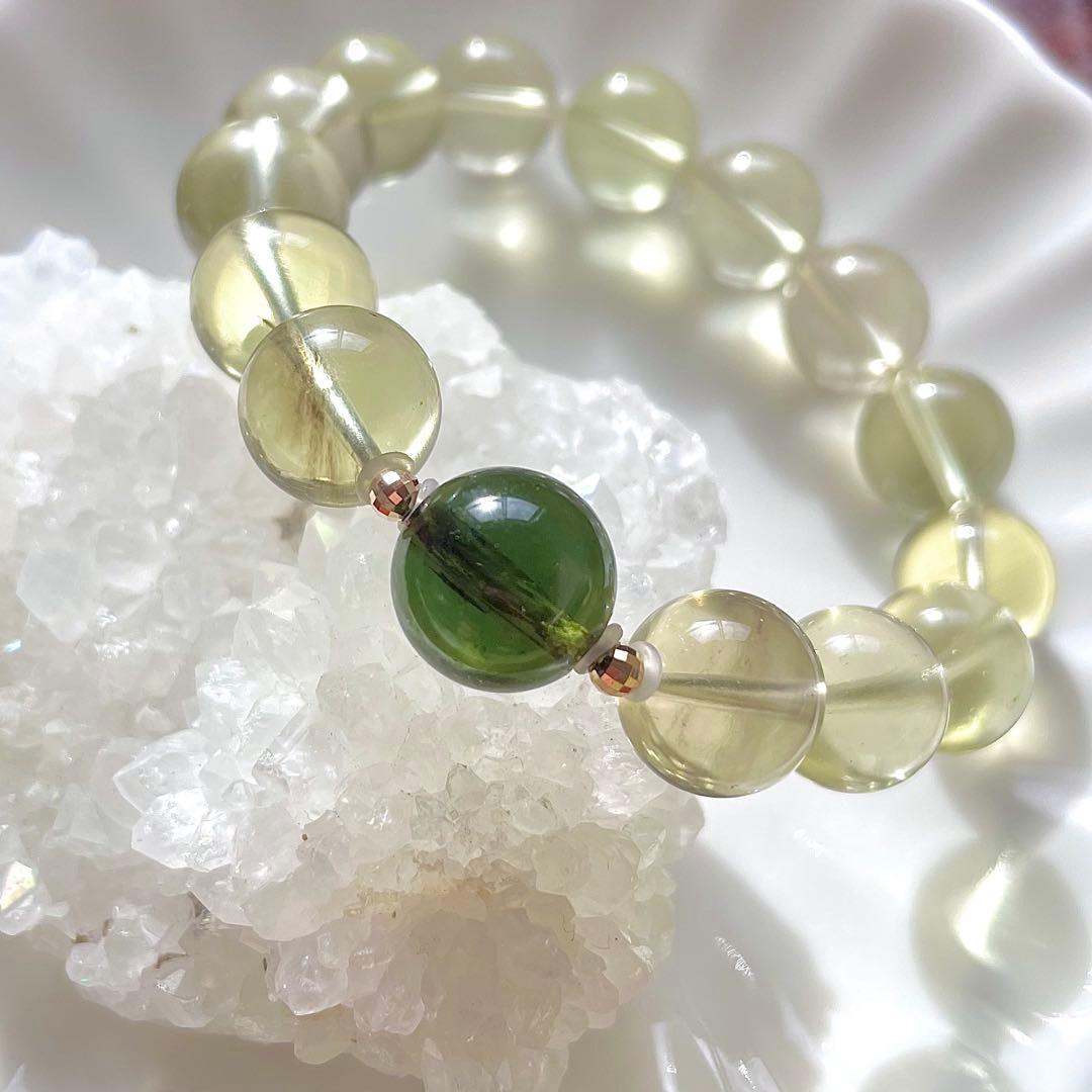 高品質 大玉 モルダバイト 鑑別書 リビアングラス ブレスレット K18