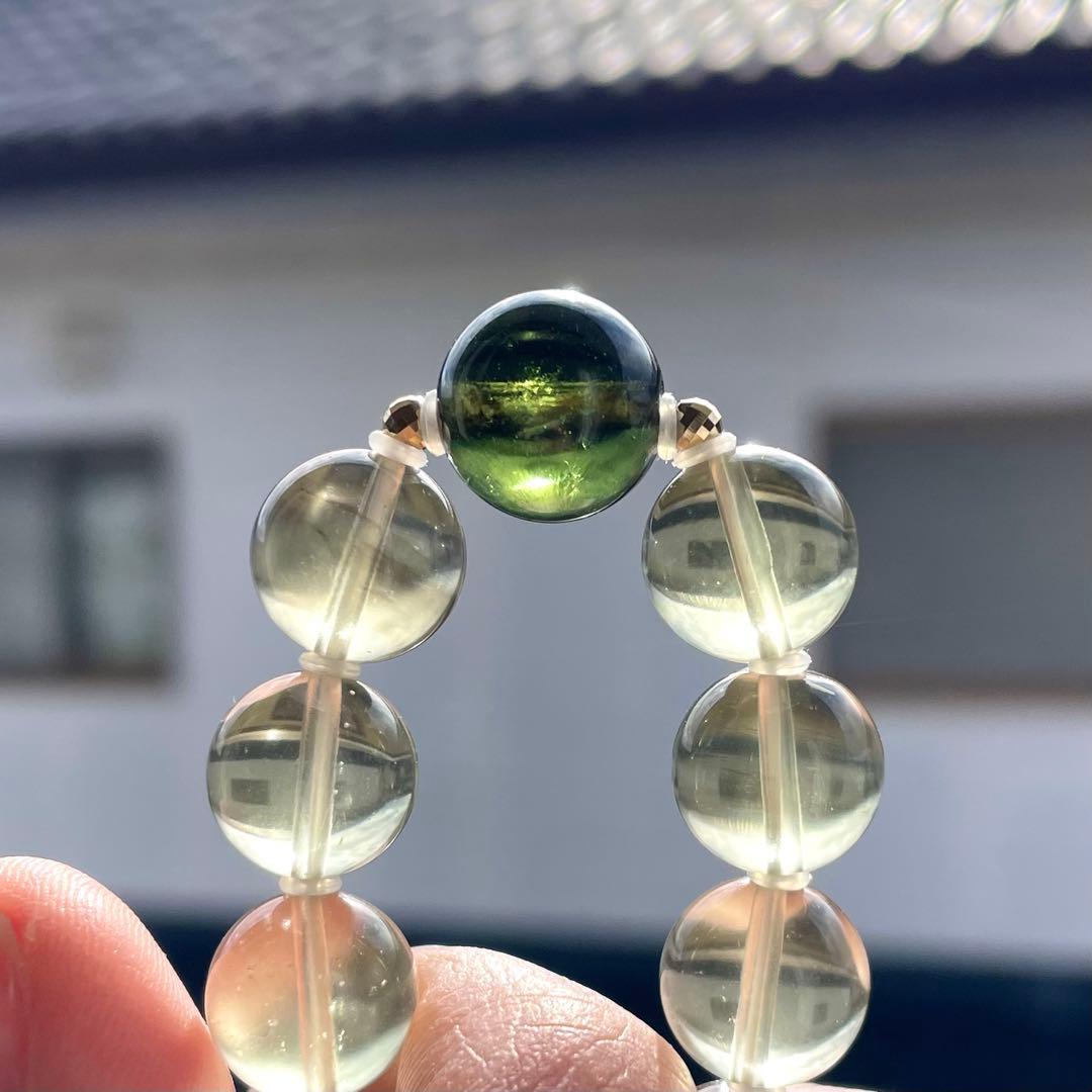 高品質 大玉 モルダバイト 鑑別書 リビアングラス ブレスレット K18