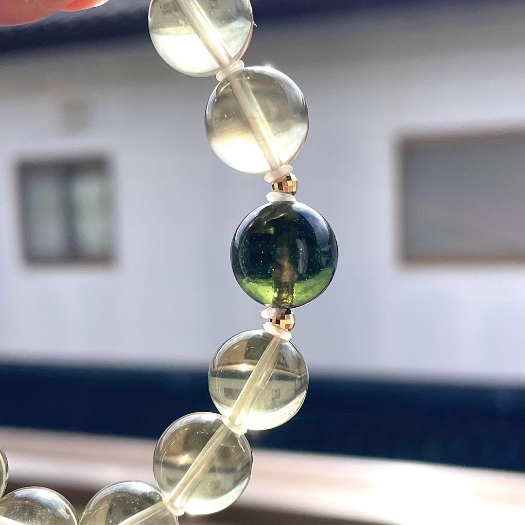 高品質 大玉 モルダバイト 鑑別書 リビアングラス ブレスレット K18