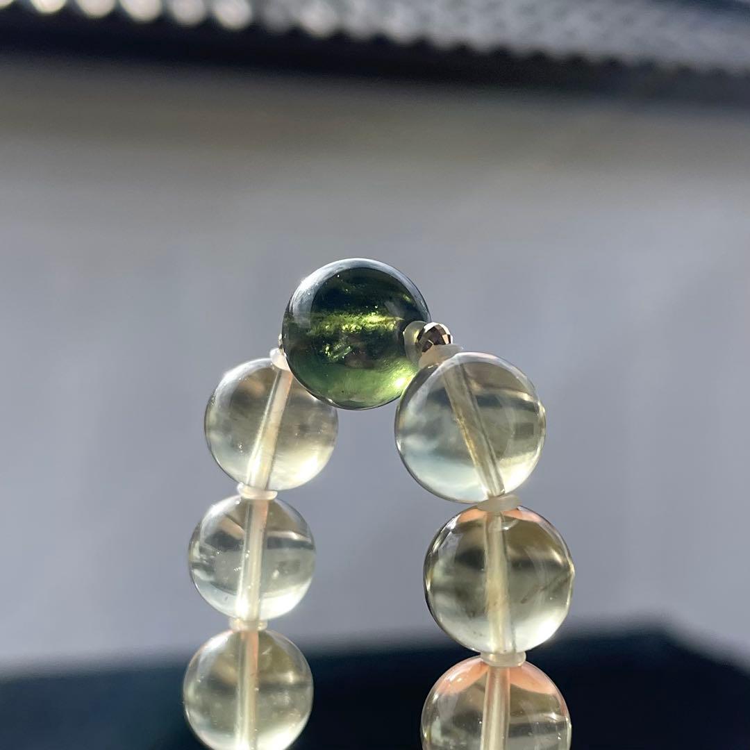 高品質 大玉 モルダバイト 鑑別書 リビアングラス ブレスレット K18