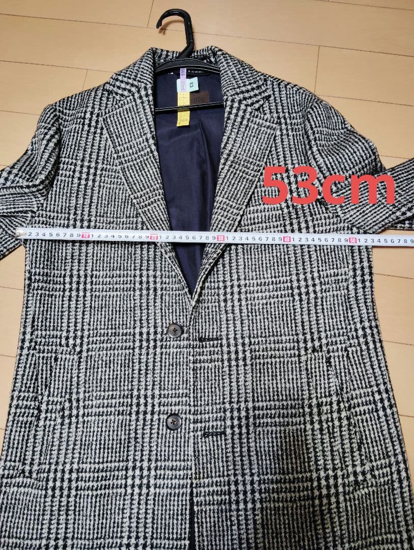 メンズ ユニバーサルランゲージ ハウンドトゥース柄 チェスターコート サイズL